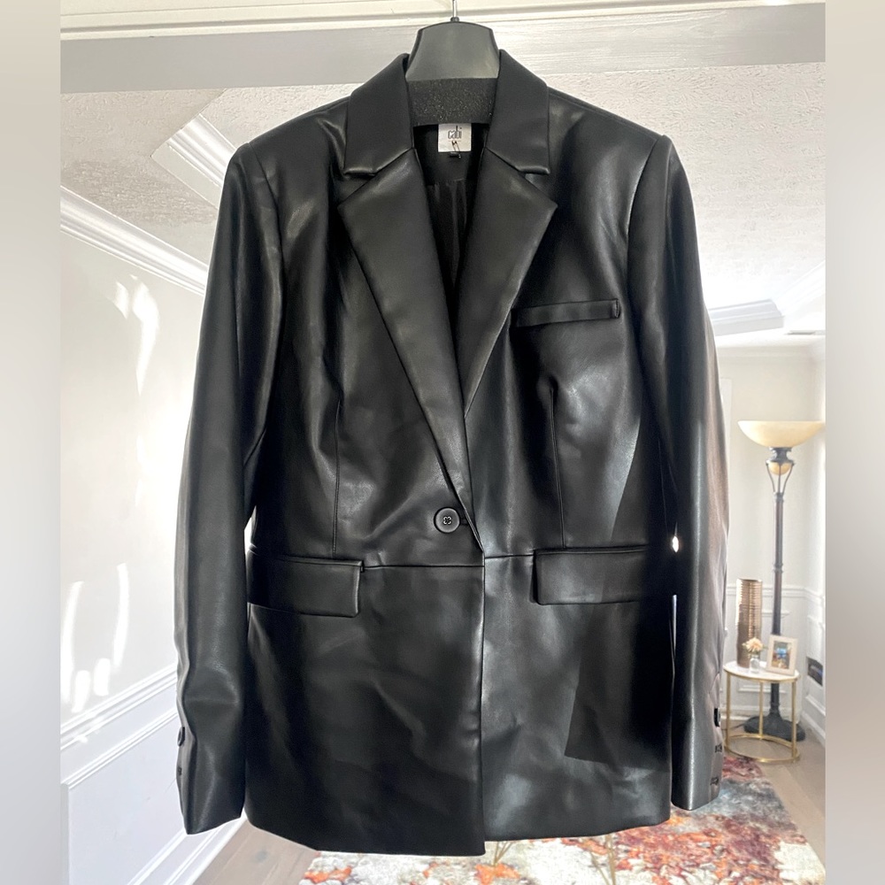 cabi James Jacket Black Faux Leather Size Large NWOT - Picture 2 of 5